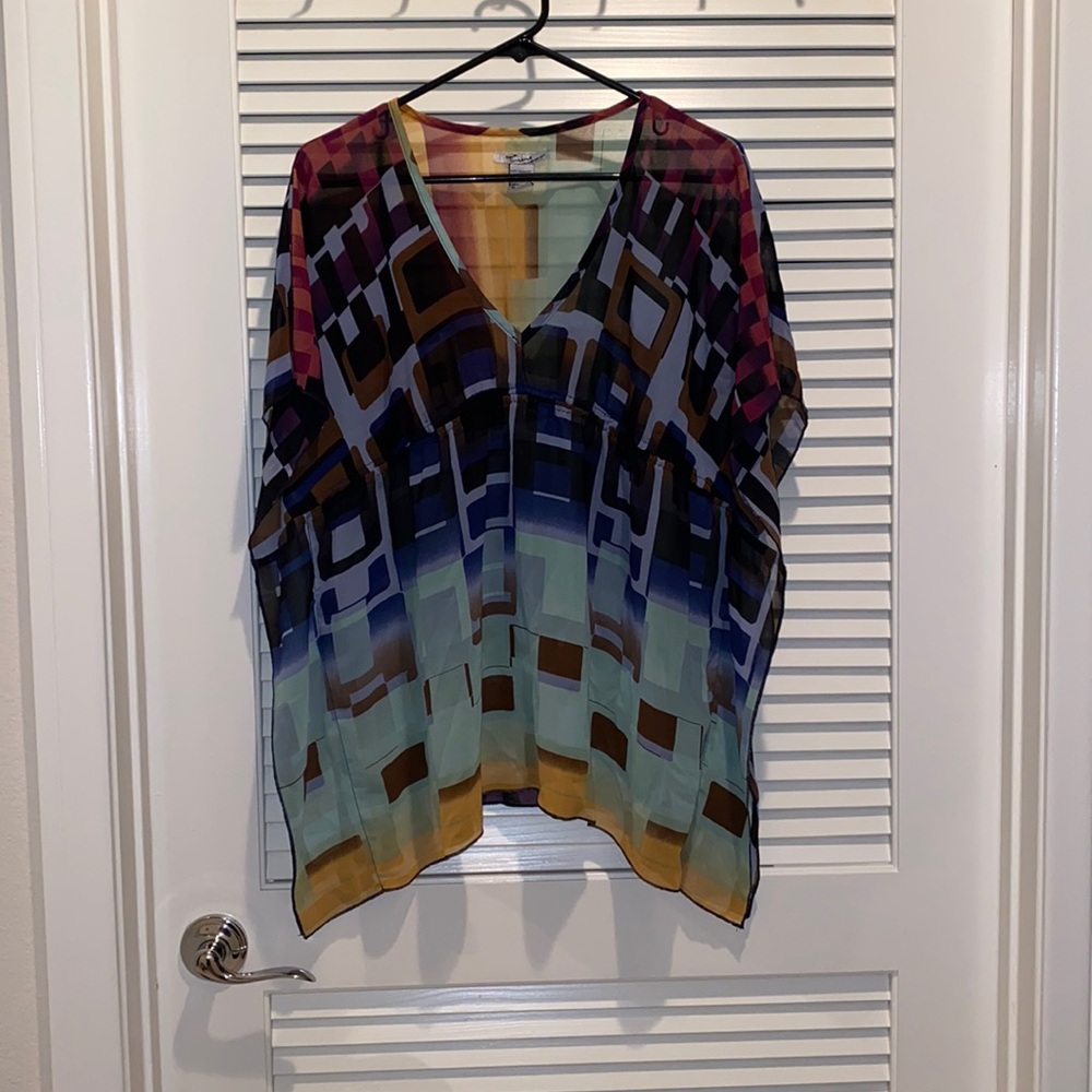 🌻Kimono Inspired Boxy Mesh Patterned Top - L